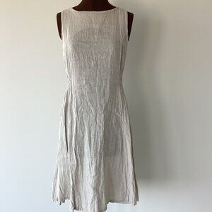Linen Sleeveless Dress with Side Smocking
